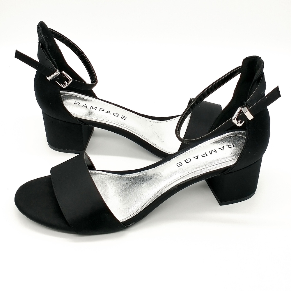 Rampage Glyterzz Heels Open Toe Ankle Strap Black
